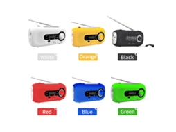 Rádio solar de emergência, manivela, lanterna, FM, 4 modos, power bank, camping