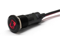 Luz Indicadora De Bateria Carro 12mm Com Led Nas Cores Vermelho, Amarelo, Azul E Verde, 12v, Com Cabo De 20cm Carcaça