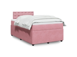 Vidaxl Cama Boxspring Com Colchão 120x200 Cm Veludo Rosa