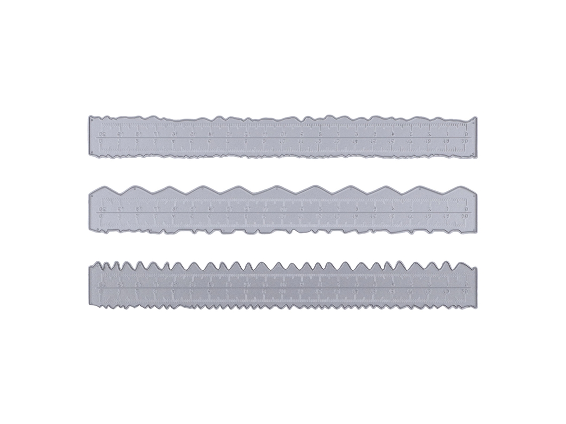 3 Peças de Régua de Bordas Irregulares para Diy, Acero Carbono Gravado, Ferramenta Leve para Fabricação de Cartões Decorativos