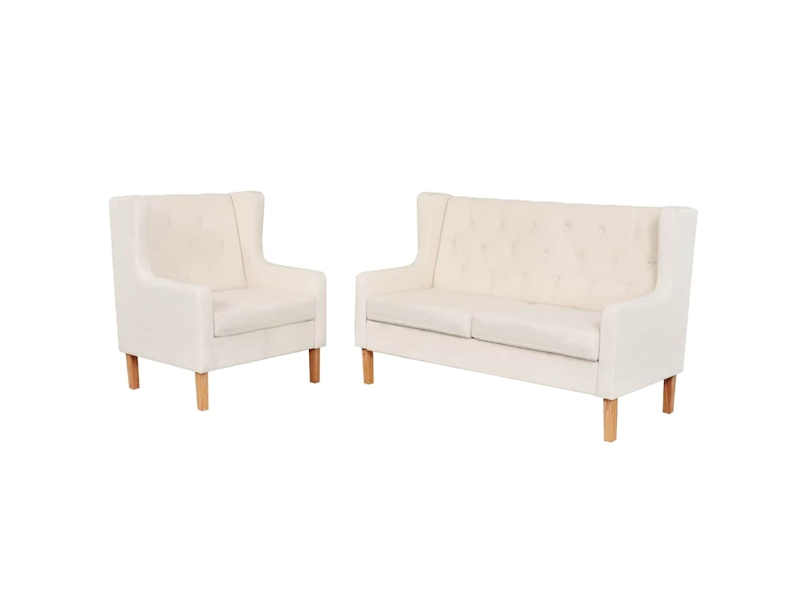 Vidaxl Conjunto De Sofás 2 Pcs Tecido Branco Nata