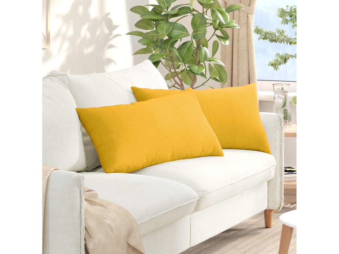 Vidaxl Travesseiros De Sofá 2 Pcs Amarelo Claro 80 X 40 Cm