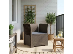 Vidaxl Poltrona 1 Lugar Com Almofada Look Rattan Pp Cinzento-claro