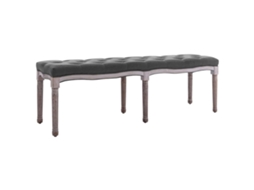 Vidaxl Banco Em Linho E Madeira Maciça 150x40x48 Cm Cinzento-escuro