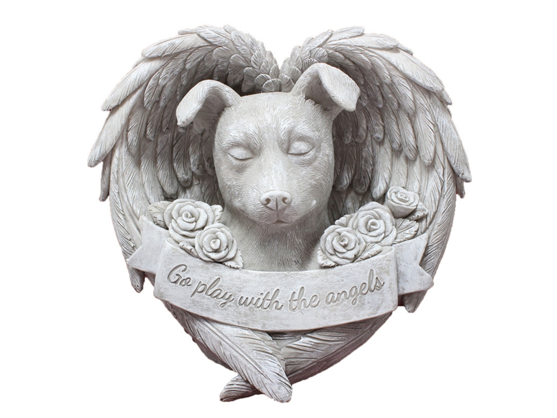 Estátua de Cão Anjo Resina para Jardim | S/MARCA