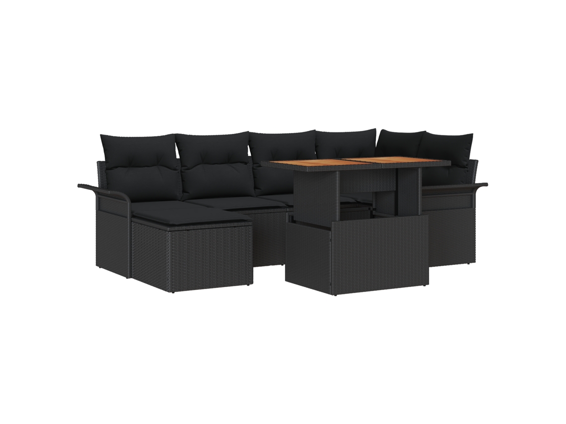 Conjunto 7 Móveis De Jardim Vidaxl Preto Vime Pe (100 X 55 X 73 Cm)