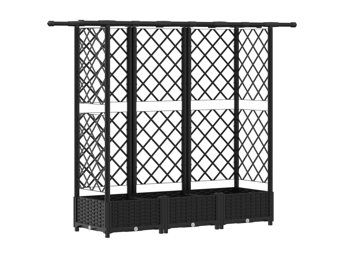 Vidaxl Cama Elevada Com Treliça E Telhado Preto 164 X 40 X 123 Cm Pp