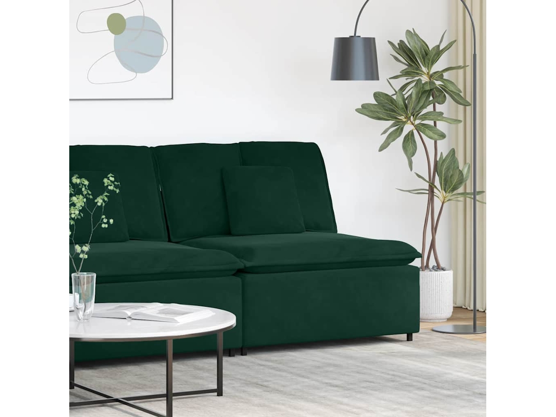 Vidaxl Módulo Central Para Sofá Modular Com Almofadas, Verde Escuro, 100 Cm