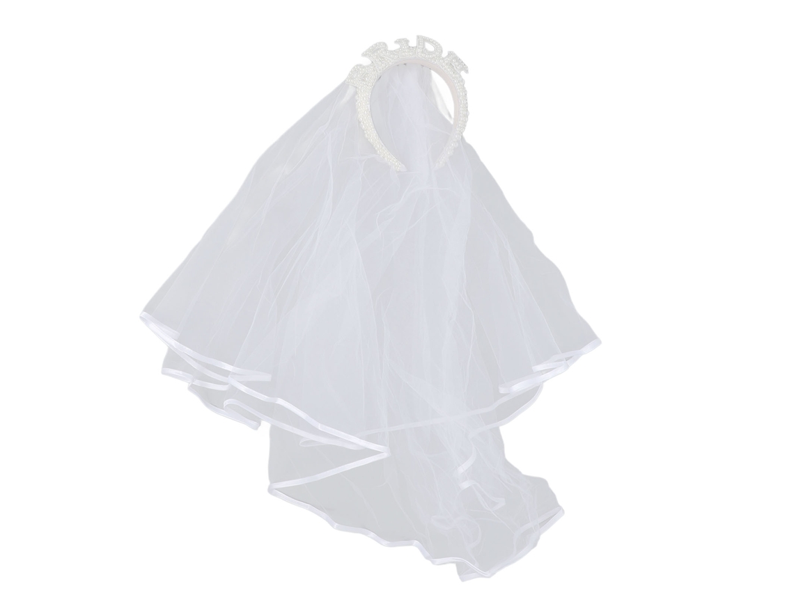 Velo De Novia Con Perlas Artificiales Y Diadema Accesorio De Cabello Blanco Para Boda Y Fiesta