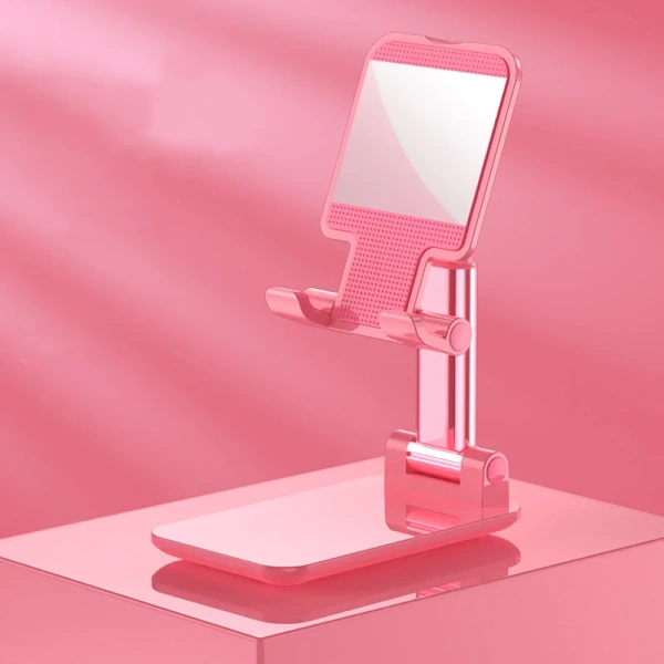Suporte Dobrável E Extensível Para Celular, Universal E Ajustável, Para Mesa, Para Smartphones E Tablets, Rosa.