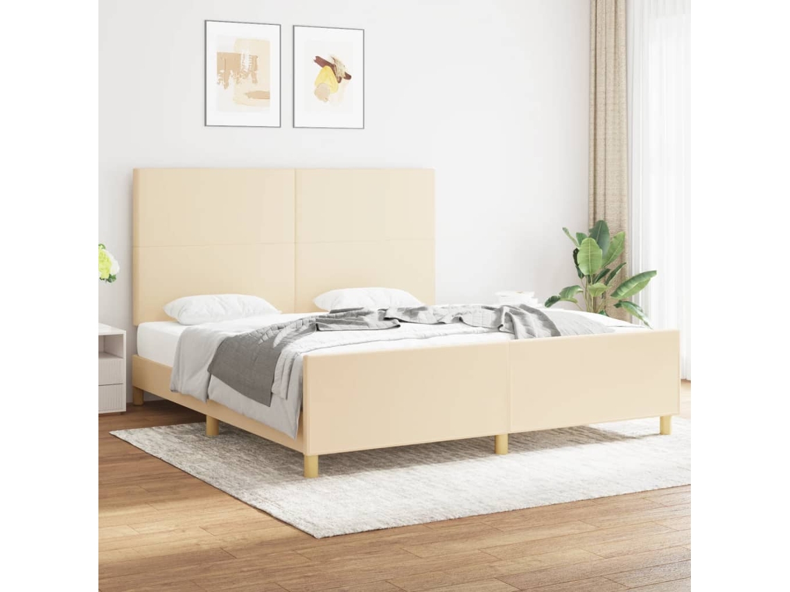 Vidaxl Estrutura de Cama Sem Colchão 180x200 Cm Tecido Cor Creme