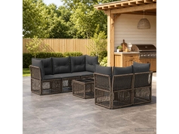Vidaxl Conjunto De Sofá De Jardim 6 Unid. Cinzento Vime Pe