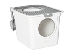 Caixa Areia Gatos Tampa 2 Portas Pá 44x55x39 Cm Branco Cinza