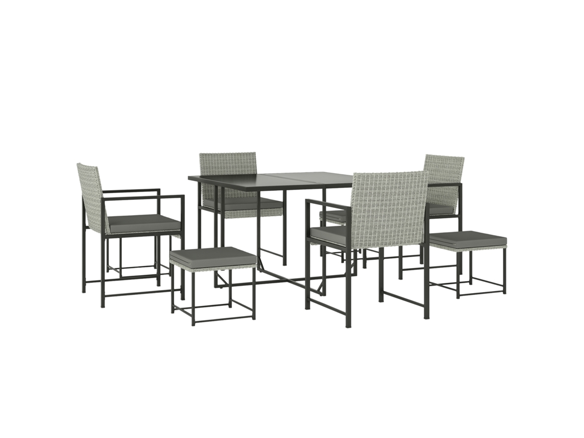 Conjunto de Refeição de Jardim Vime Pe e Aço Cor Cinzento 109x109x72 cm Outsunny