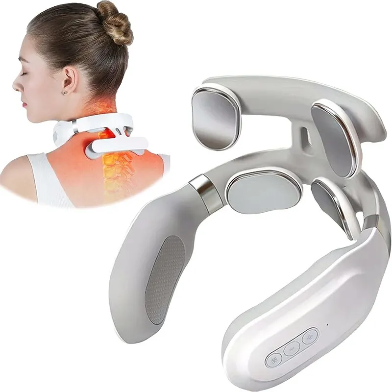 Máquina De Massagem Para Pescoço, 4 Aparelhos Aquecimento Proteção Da Cabeça E Respiração Com Vibração E Compressa Quente Coluna Cervical.