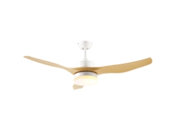 Ventoinha De Teto 20,5w Diâmetro 132cm Com Luz Led Ajustável 3 Lâminas Reversíveis 6 Velocidades E Temporizador Madeira