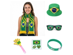 Kit Acessórios Bandeira Brasil Copa do Mundo 2026, Cachecol Chapéu Óculos Pulseira Adereços Adepto Seleção Brasileira Premium STELASPLEN