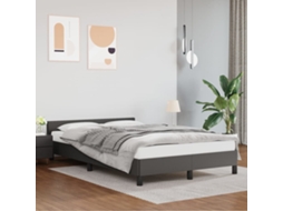 Estrutura De Cama Sem Colchão 120x190cm Couro Do Falso Cinzento