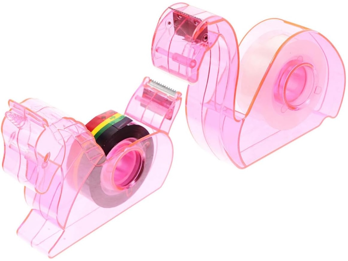 Conjunto Artibetter com 2 dispensadores de fita adesiva, portáteis e leves, em plástico rosa, práticos e adoráveis.