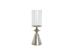 Castiçal de Alumínio com Cristal Prateado, 21x21x67cm ALEXANDRA HOUSE LIVING