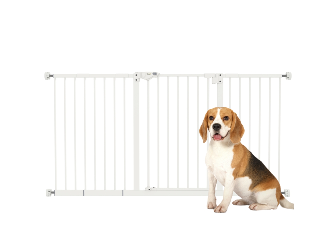 Barreira Segurança de Extensível para Portas e Escadas com Fechamento Automático e Sistema de Duplo Bloqueio 74 147,5x76,2 Cm Branco