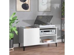Vidaxl Armário P/ Discos 84,5x38x48 Cm Deriv. Madeira Branco Brilhante