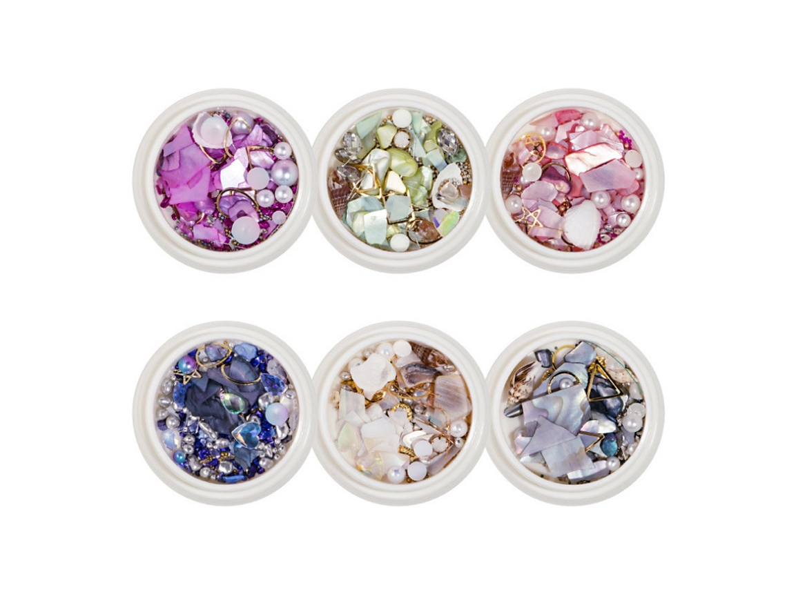 Kit de Decoração de Unhas 3D com Strass Conchas e Pérolas Coloridas KOFIHETY