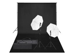 Candeeiro Kit de Estúdio Fotográfico com Conjunto de Iluminação e Fundo