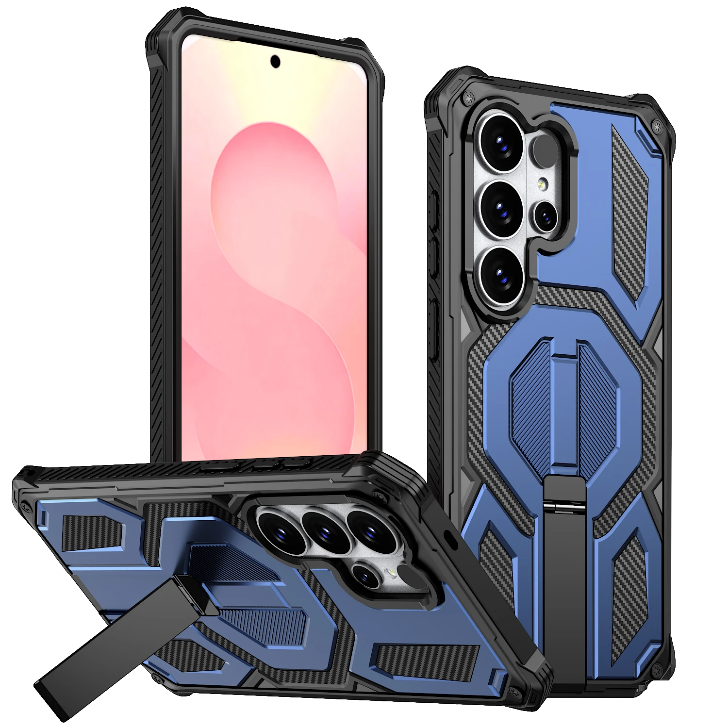 (azul, Galaxy S24) Capa Para Celular Com Suporte Magnético De Metal E Função De Carregamento Sem Fio.