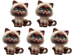 Conjunto De 5 Adesivos Decorativos Para Carro Com Design 3d De Gato Fofo.