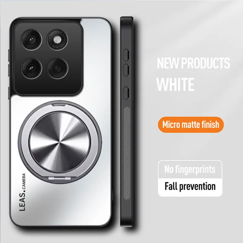 (branco, Motorola Moto G06 Power) Capa Protetora Com Suporte Magnético Fosco E Estrutura À Prova De Choque