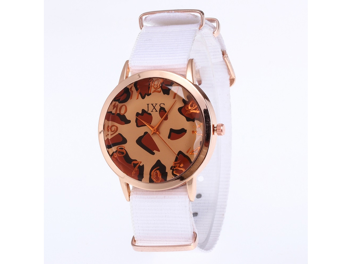 Relógio de pulso unissex de quartzo com pulseira de nylon, estilo casual elegante (branco)