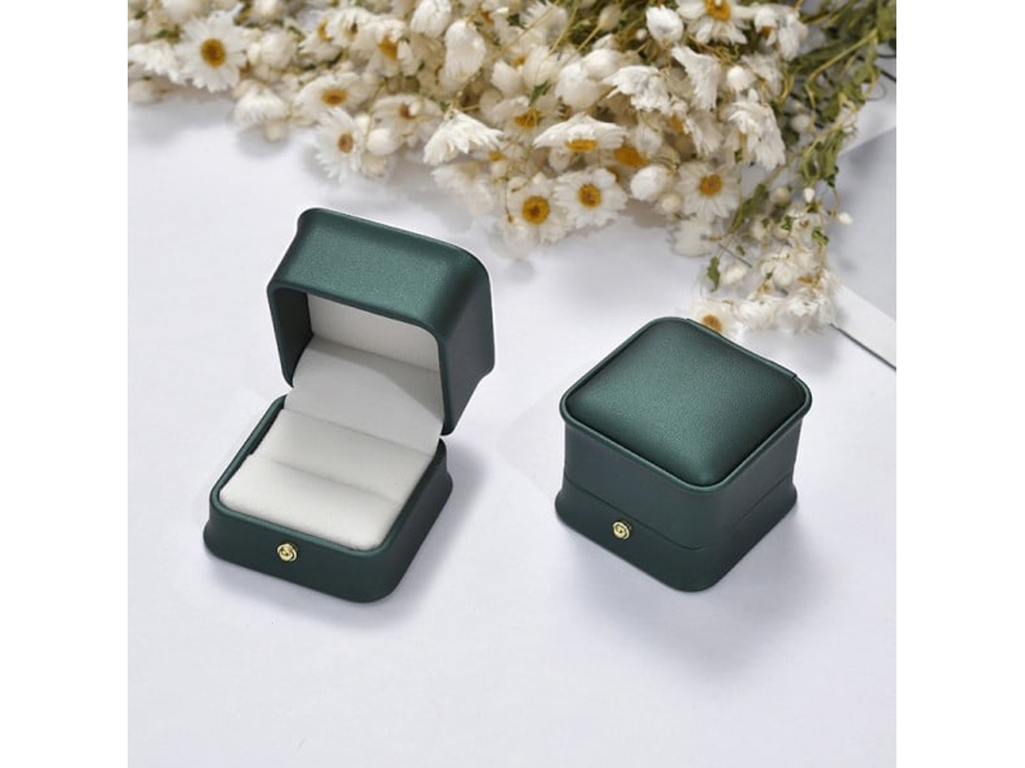 Caixa de Brincos Quadrado Pu Verde Escuro 58x58x45mm AOZORZ