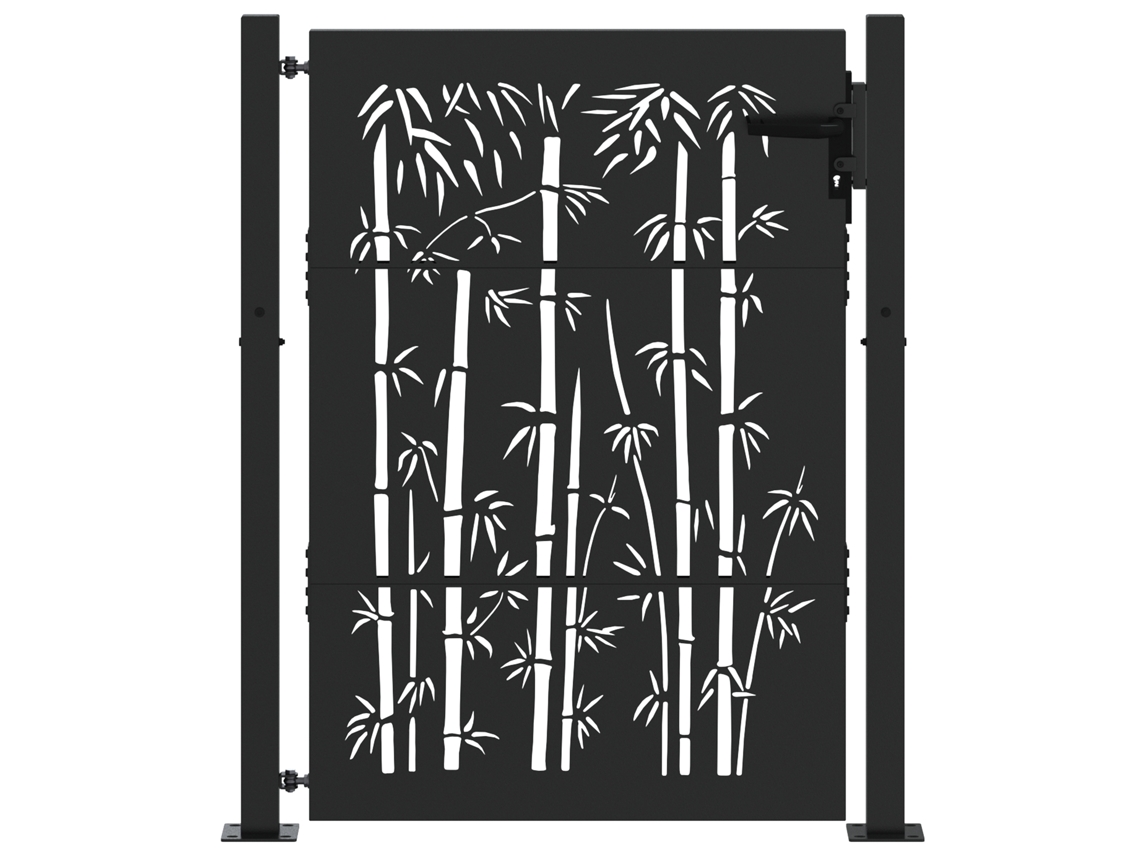 Conjunto 1 Portão De Jardim Vidaxl Preto Aço (110 X 130 Cm)