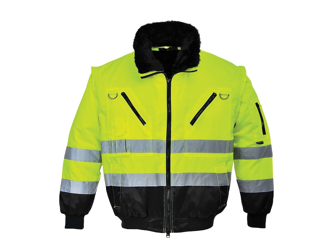 Casaco 3 Em 1 De Alta Visibilidade Amarelo Preto / Xl