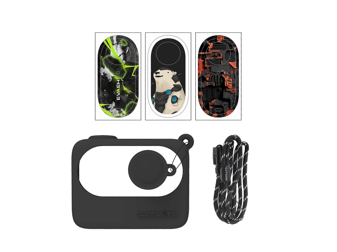 Capa De Silicone Adesiva Sunnylife Para Lente Da Insta360 Go 3 Com Alça Para Pescoço.