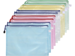 Conjunto de 10 Pastas Plásticas A5 com Zíper, em Tela, para Documentos, Ideal para Armazenamento e Uso Escolar BRILVIBERA