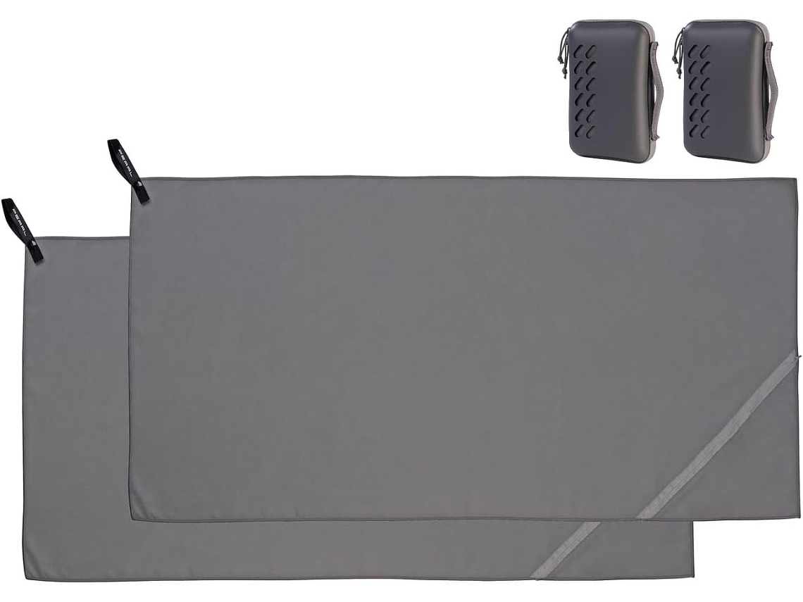 Toalha Gastro Pacote Com 2 Toalhas De Microfibra, 100 X 50 Cm, Bolsa, Antracite (toalha De Viagem D Gokoco