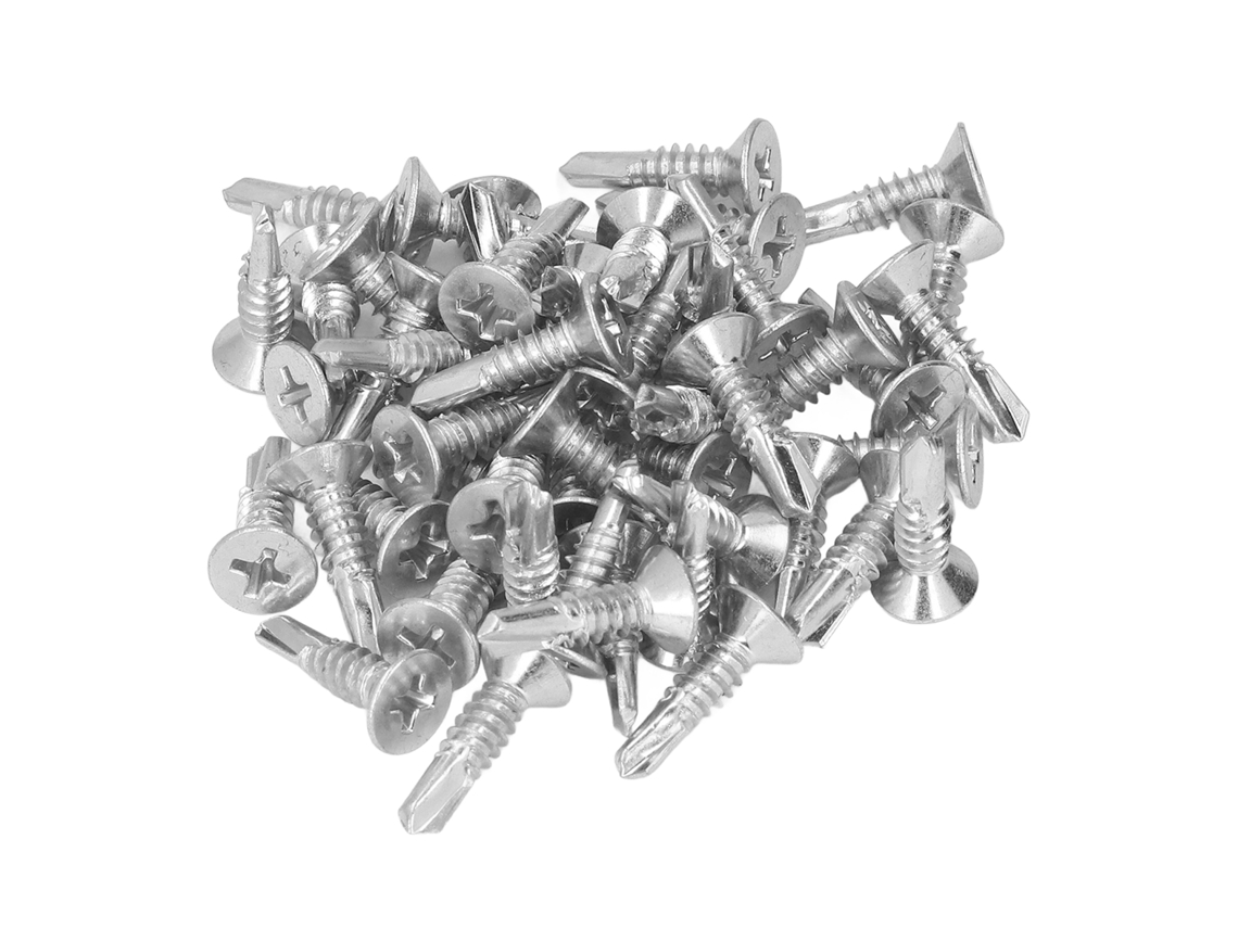 50 Parafusos Autoatacantes De Aço Carbono Galvanizado Com Zinco 4.8x19mm Cabeça Plana Phillips Para Casa
