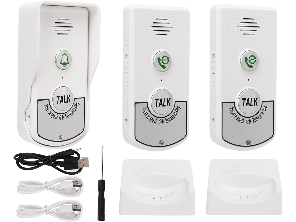Campainha com interfone sem fio, campainha eletrônica com 1 campainha externa e 2 campainhas internas, interfone