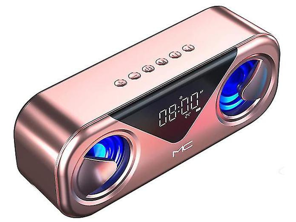 Alto Falantes Bluetooth 5.0, Som Surround Subwoofer 3d, Despertador Personalizado, Bateria Com Duração De 20 Horas Yizhood (rosa Ouro)
