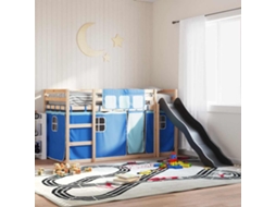 Vidaxl Beliche Com Escorrega E Cortinas 80x200 Cm Azul