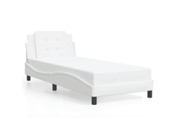 Estrutura de Cama Zadar Couro Artificial Branco 100x200 cm