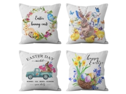 Conjunto De 4 Capas De Almofada Decorativas Com Padrão De Coelho 45