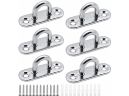 Conjunto De 6 Placas Fixação Em Aço Inoxidável 5 Mm Para Mastro, Ilhós De Montagem Reforçados Para Ganchos Parede, Cadeiras Suspensas, Toldos