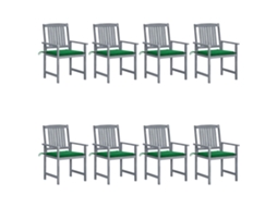 Vidaxl Cadeiras De Jardim C/ Almofadões 8 Pcs Acácia Maciça Cinzento