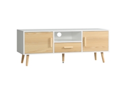 Móvel para TV Estilo Escandinavo, até 46 polegadas, com 1 Gaveta, 2 Armários, 1 Nicho, 120x37x45,5cm BTFORUS