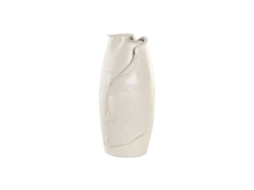 Vaso Home Esprit Branco Cerâmica Estilo Artesanal Moderno Folha De Planta 21 X 21 X 40 Cm