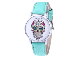 Relógio analógico de quartzo simples Zhoulianfa para homem com pulseira de couro PU (verde menta)