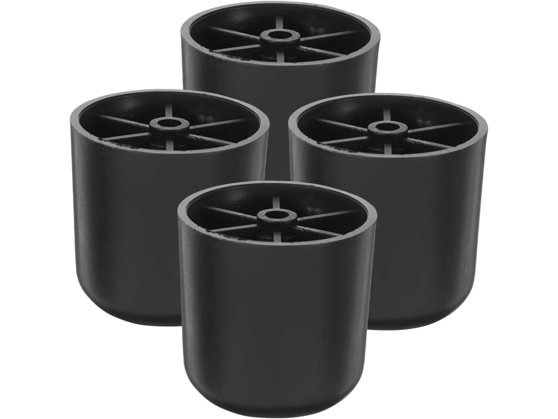Ciieeo Conjunto De 4 Pés Móveis Redondos Plástico Preto 5cm Com Parafusos Para Sofás, Armários E Cômodas